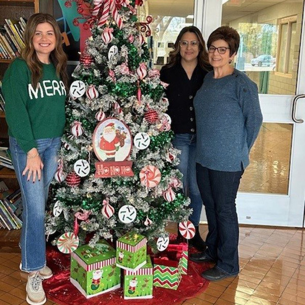 Decorating for Christmas at Booker T Washington Elementary School